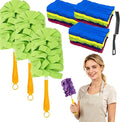 Reusable Chenille Microfiber Dust Duster Set, Duster with 5 Pcs Washable Cloth Covers, 360° Electrostatic Duster Refills, Chenille Dusters for Multi-Surface Home Cleaning Free Bathroom Brush (3set)