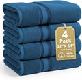 LANE LINEN 100% Cotton 4 Pack Bath Towels Set (28"x54") - Zero Twist, Large Cotton Towels for Bathroom - Quick Dry, Soft & Absorbent Bath Towel Set - Pre Shrunk, Wide Variety of Colors - Sea Port
