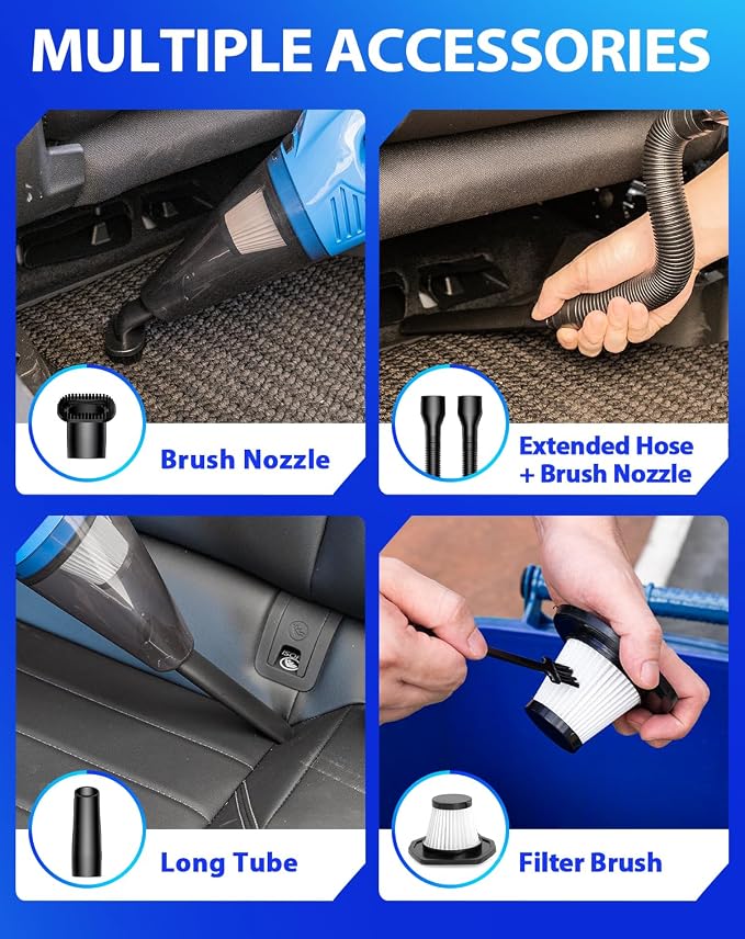 THINKWORK Car Detailing Kit with Foam Gun & Vacuum, 41Pcs Car Cleaning Supplies | Complete Wash Kit, 7600PA Corded Vacuum, Car Wash Mop, 20L Folding Bucket, Detailing Brush Set for Interior & Exterior, Blue