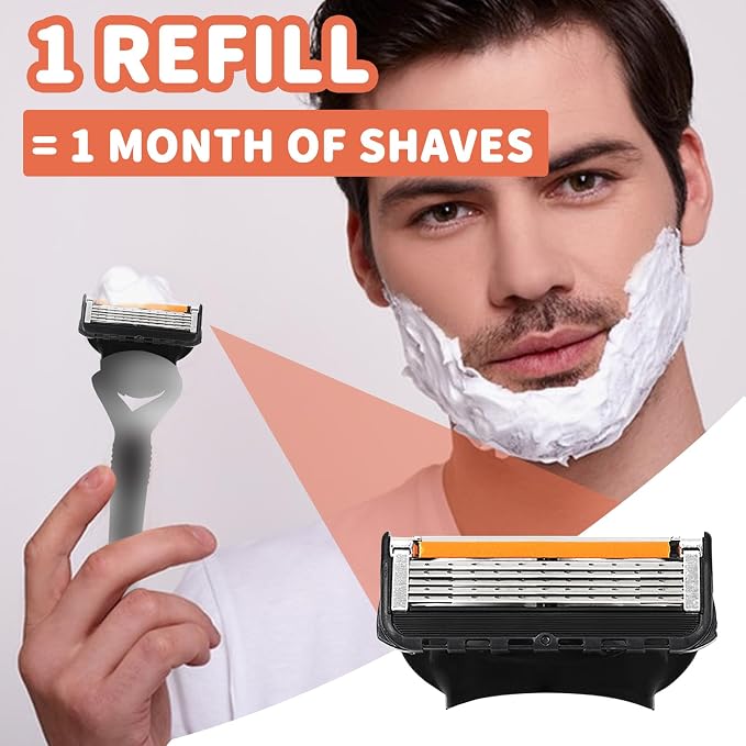 24 Replacement Razor Blades for Men – Compatible with Gillette ProGlide &Razor Systems, 5-Blade Refills, Wet Shave, Value Pack, Smooth & Precise