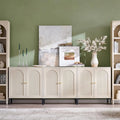 IFGET 92.63" W Modern Arched Sideboard Buffet Cabinet with Storage, Cream | Fluted Arch Sideboard Cabinet w/Adjustable Shelves, Wooden Modular Kitchen Cabinet for Dining& Living Room, Kitchen, Entryway