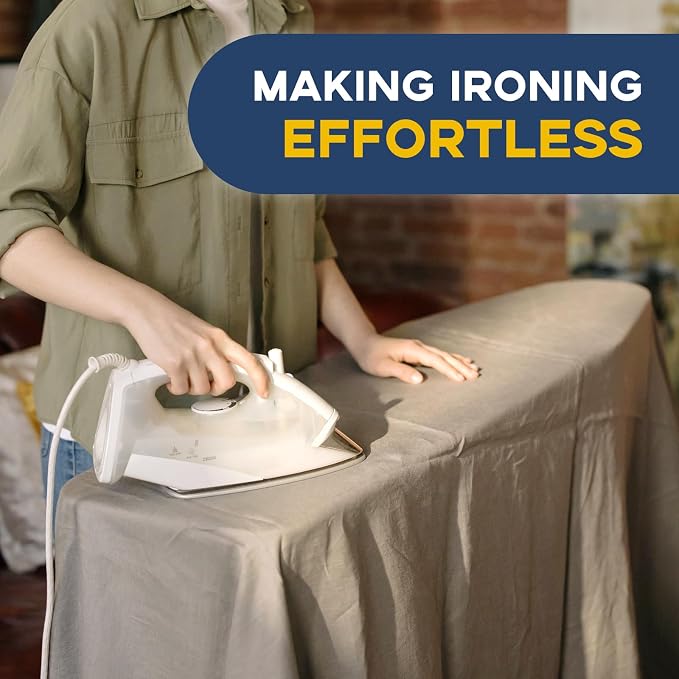 RAINHOL Ironing Board, 43x13 Full Size Iron Board with Iron Rest, Heavy Duty Compact Ironing Board with Thick Cover and Pad, Height Adjustable Sturdy Iron Stand, Blue