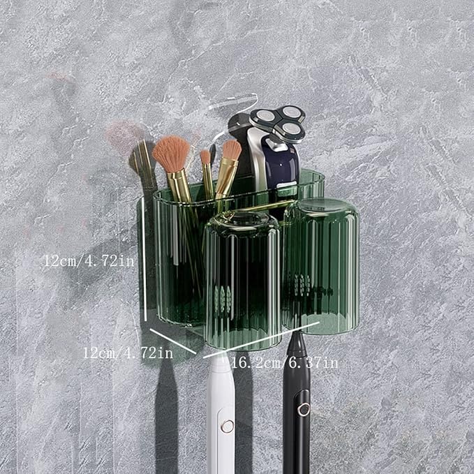 Toothbrush Rack Wall Mounted Toothbrush Holder Multifunctional Mouthwash Cup Brushing Cup Automatic Toothpaste Dispenser Squeeze Kit Bathroom Toothbrush Holder(B,Medium)