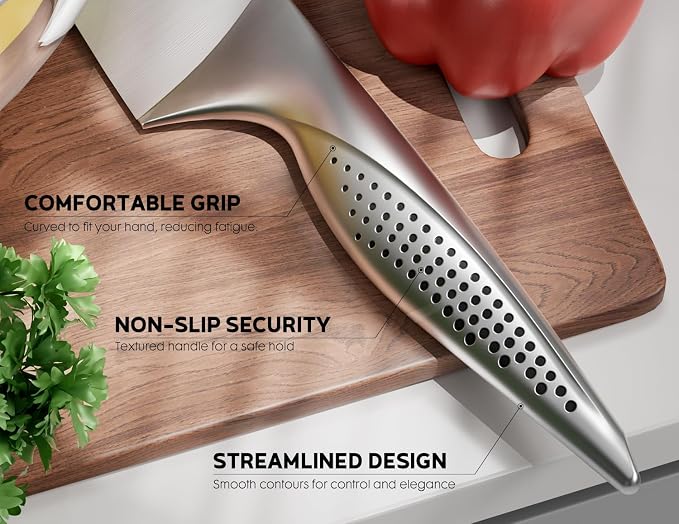 ASETY Knife Block Set, 15 PCS Knives Set for Kitchen, Stainless Steel | Ultra Sharp Kitchen Knife, Full Tang One-Piece Knife Set with Built-in Sharpener, Ergonomic Non-Slip Handle, Elegant Box