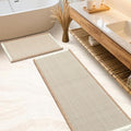 IM HOME Waffle Bath Mat Set 2 Piece Brown & Cream,Woven Modern Bath Rug Mats, Absorbent Non Slip Bath Floor Mat, Soft Washable Boho Bath Rugs with Tassels for Bathroom, Bedroom, Kitchen, Tub