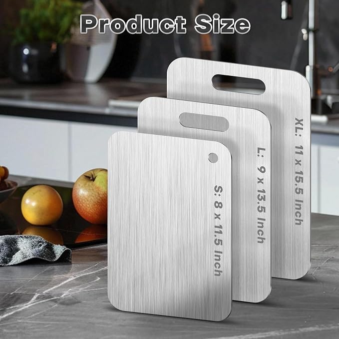 Katori Titanium Cutting Boards for Kitchen-100% Pure Titanium Cutting Board set Double Sided Non Toxic Titanware Chopping Board,Dishwasher Safe Metal Cutting Boards FathersDay Gifts(1PC-XL-11x15.5In)