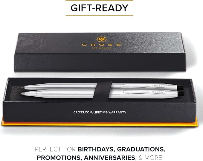 Cross Classic Century Lustrous Chrome Pen and Pencil Set - 350105