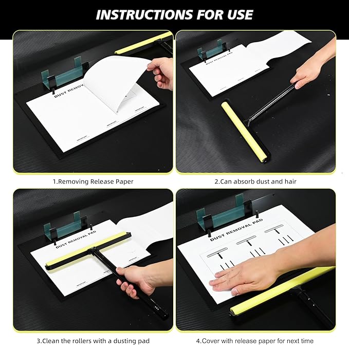 EHDIS Silicone Adhesive Lint Roller 12 Inch Wide Tacky Roller with 16‘’-58‘’ (1.3-4.8ft) Telescopic Extendable Handle, Dust Sticky Roller for Screen Protector Glass Film Electronics Cleaning Tool