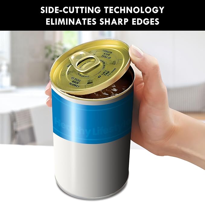 Kenmore Smooth Edge Electric Can Opener, Black & Stainless Steel | Side-cut blade opens regular and pop-top cans, handles extra-tall cans, and helps prevent sharp edges.
