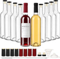 TBWIND 10 Pack 25oz (750ml) Clear Glass Wine Bottles with Airtight T-Top Corks & Shrink Capsules for Wine, Mead, Limoncello & Homebrewing, Includes Funnels & Brush