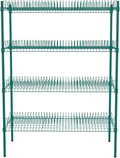 PRO&Family Green Epoxy 4-Tier Commercial Drying Rack with Casters – Heavy Duty Wire Shelving for Dish Drying, Kitchen Storage & Food Service Use (24" x 36" Stationary, 1 1/4" Slots)