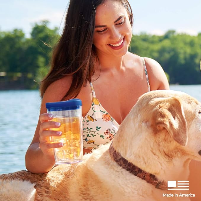 Tervis Clear & Colorful Tabletop Made in USA Double Walled Insulated Tumbler Travel Cup Keeps Drinks Cold & Hot, 16oz, Red | Made in USA, Double-wall Insulated, Shatterproof, BPA-Free, Dishwasher Safe, Fits Most Cupholders, Gifts under $20