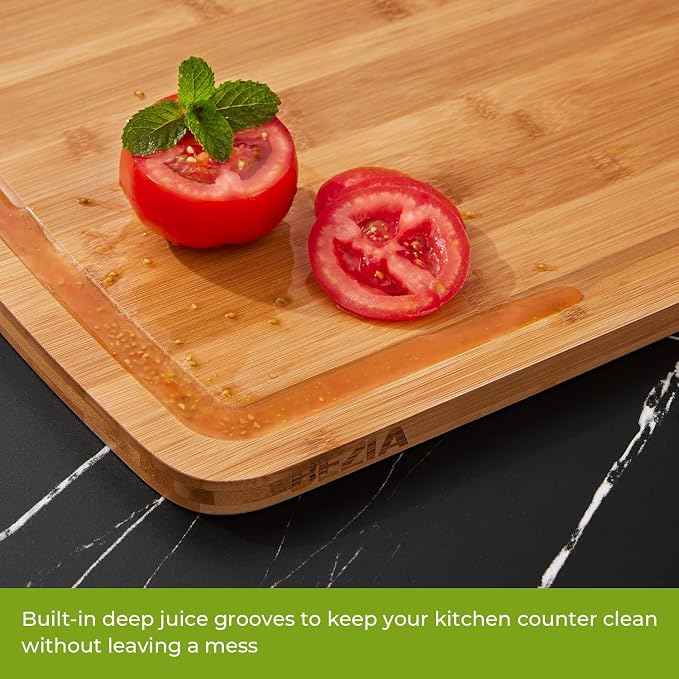 BEZIA 36"x24" Extra Large Bamboo Cutting Board, Heavy-Duty Stove Top Cover | Deep Juice Grooves, Pre-Oiled Finish, Massive Workspace for Professional Food Prep, Carving, Serving & Large-Scale Hosting