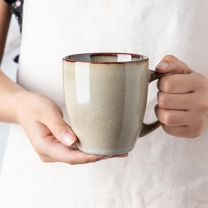 GBhome Ceramic Coffee Mugs Set of 6, 12oz Stoneware Coffee Mugs Set For Dad Mom Women MEN, Light Weight Coffee Cups for Latte/Tea/Beer/Hot Cocoa, Dishwasher & Microwave Safe