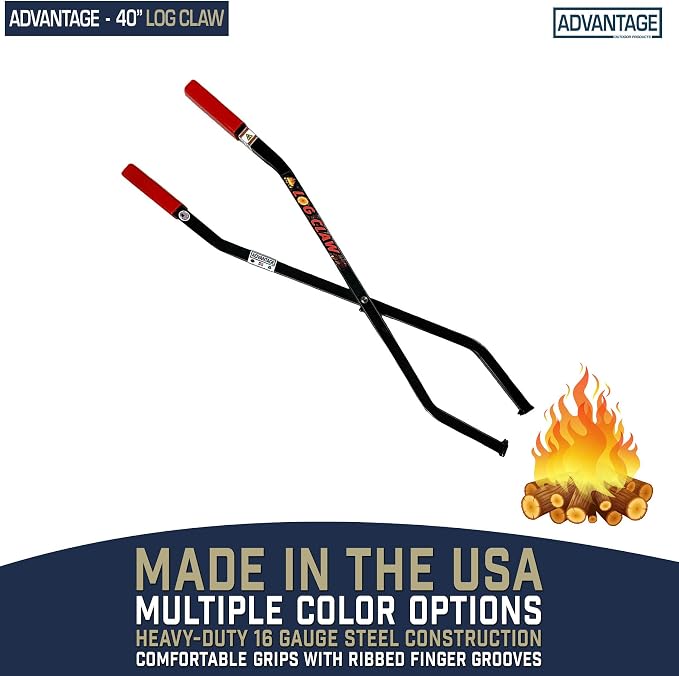 Log Claw 40 Inch | Heavy Duty Fire Tongs Firewood Grabber for Fire Pit Campfire Bonfire | Fireplace Tongs Log Grabber Claw for Indoor Outdoor Fireplace