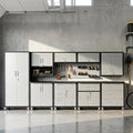 9-Piece Heavy Duty Steel Garage Cabinet System | All-in-One Modular Garage Cabinet Set for Ultimate Workshop Organization | Easy Assembly Garage Storage Cabinets & Tool Bench