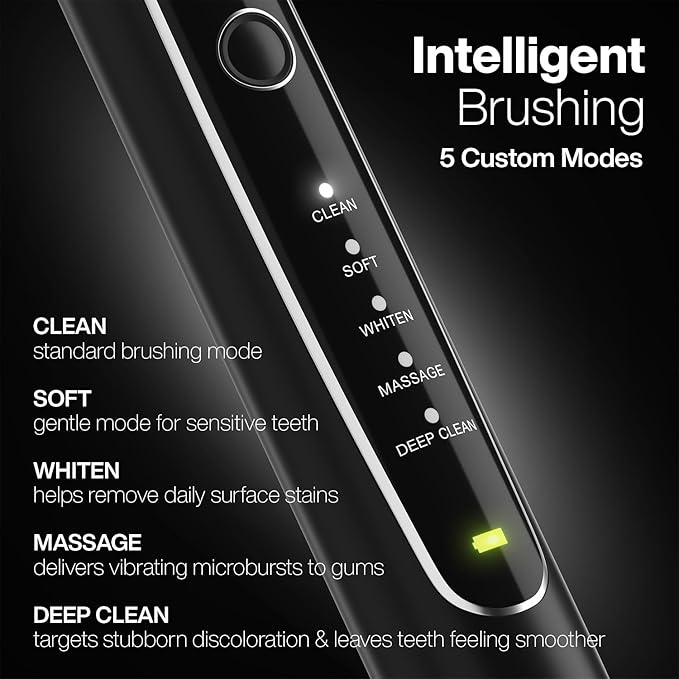 Aquasonic Black Series PRO – Ultra-Whitening Electric Toothbrush – 5 Modes & Smart Timers – Premium Travel Case & 6 Proflex Brush Heads – ADA Accepted Toothbrush (Pack of 2)