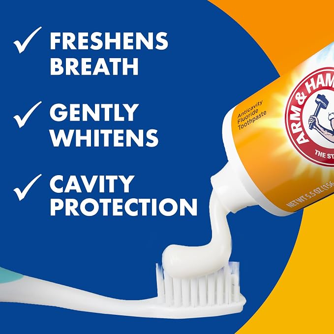 ARM & HAMMER Plus TheraBreath Toothpaste, ICY Mint, 5.5 oz, 4-Pack | Whitening, Anticavity Fluoride, Toothpaste For Bad Breath