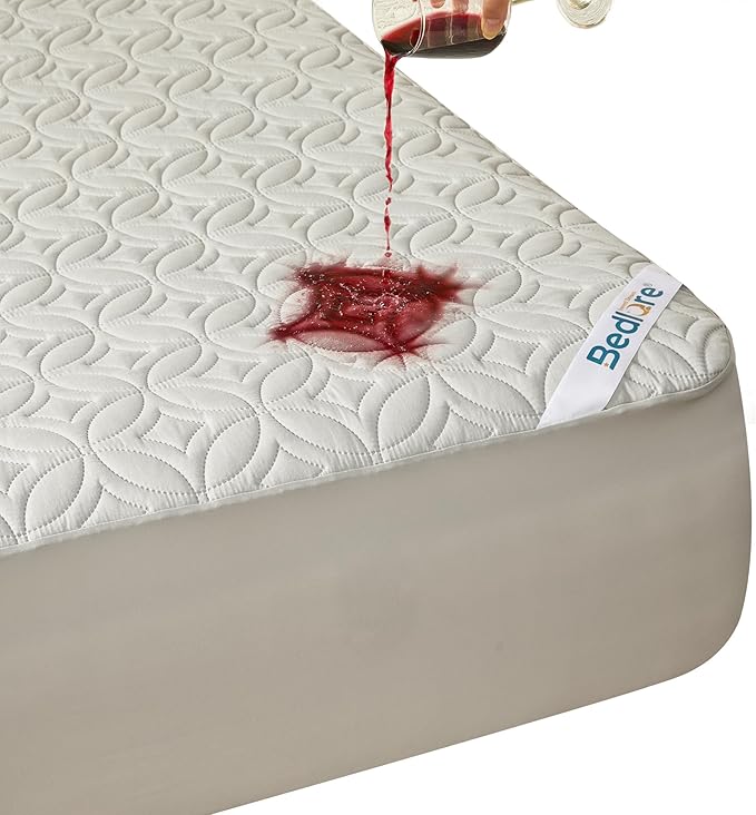 BEDLORE Waterproof Mattress Protector, Cal King Size Mattress Pad with Deep Pocket 6"-18" Depth, Soft Dirt-Proof Double Bed Mattress Cover for Bedroom, College Dorm, Hotel (Light Gray)