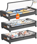 Yecaye 70 L Under Bed Storage with Wheels, 3 Pack Larger Capacity Under Bed Storage Containers, Underbed Shoe Storage Organizer, Rolling Under Bed Metal Drawers for Clothes, Blankets, Hemp Grey