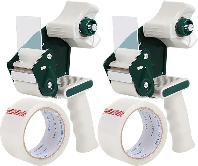 JARLINK Clear Packing Tape (18 Rolls) Bundle with 2 Dispenser Guns with 2 Rolls Tape for Shipping Packaging Moving Sealing
