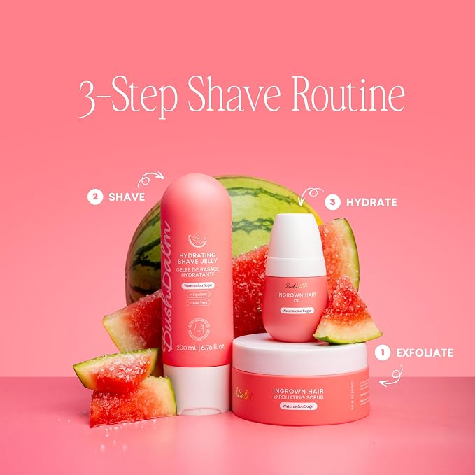 Bushbalm Hydrating Shave Jelly – Premium Soothing Shaving Gel for Women - Squalane and Aloe Vera, Helps With Post Shave Redness – 200ml Watermelon Sugar