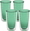 Tervis Clear & Colorful Tabletop Made in USA Double Walled Insulated Tumbler Travel Cup Keeps Drinks Cold & Hot, 16oz - 4pk, Mangrove Green | Made in USA, Double-wall Insulated, Shatterproof, BPA-Free, Dishwasher Safe, Fits Most Cupholders, Great to Gi...