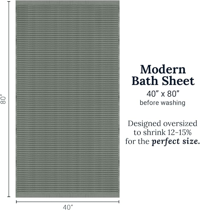 GILDEN TREE Waffle Bath Sheet Quick Dry Towel, Thin Luxury Bath Towels, 40x80 Large Bath Towels 2 Pack Bath Sheets, Modern Style (Sage Grey)