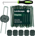 6 Inch 100 Pcs Galvanized Landscape Staples 100 Pcs Gaskets Pick Hook Garden Stakes 11 Gauge Anti-Rust Landscaping Fabric SOD Pins U Shaped Yard Turf Stakes for Weed Barrier Fabric Green