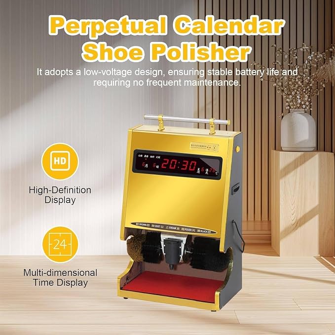 Polishing Shoes Machine,Electric Shoe Shine Machine, Automatic Shoe-Shine Machine, Shoe Polisher, Combined Spherical Brush, Household/Commercial - Electric Brush Machine Gold