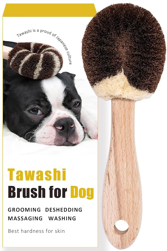 Wablade Dog Brush for Sensitive Dogs & Puppies, Soft, 8.3", Made in Japan | Daily grooming & massage for routine care, gently lifts loose surface fur with palm & sisal fibers (Not a Deshedding Tool)