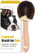 Wablade Dog Brush for Sensitive Dogs & Puppies, Soft, 8.3", Made in Japan | Daily grooming & massage for routine care, gently lifts loose surface fur with palm & sisal fibers (Not a Deshedding Tool)