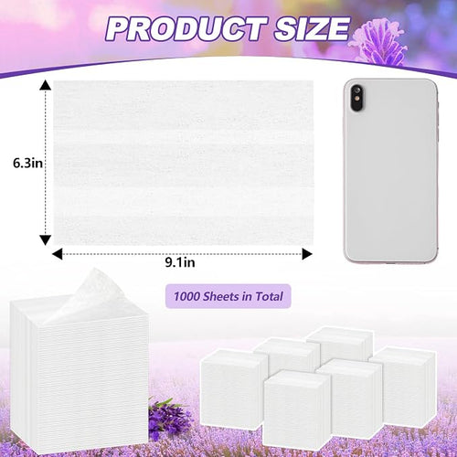 1000 Count Dryer Sheets Bulk Lavender Scent Fabric Softener Scent Dryer Sheets Naturally Softens and Removes Static Cling, Ideal for Large Households, Sensitive Skin