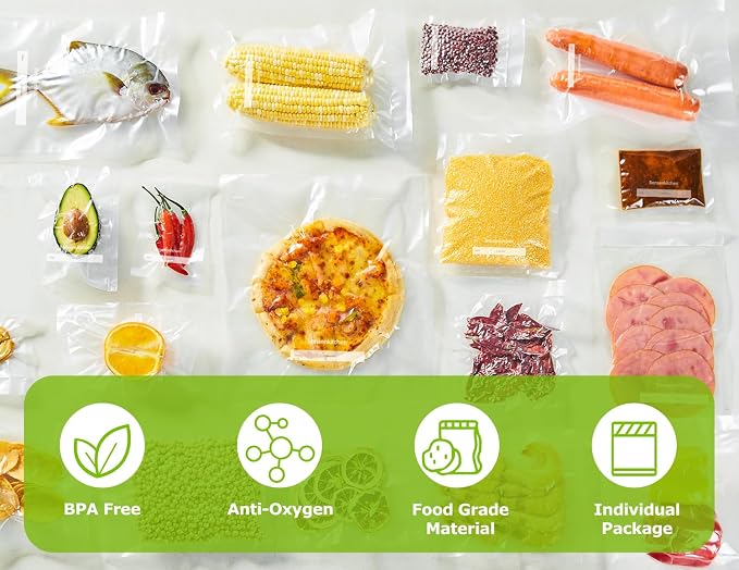Bonsenkitchen Vacuum Sealer Bags, Commercial Grade, BPA Free | 20 Gallon 11" x 16"+ 80 Quart 8" x 12"+ 50 Pint 6" x 10", Food Sealer Bags for Vac Storage, Meal Prep or Sous Vide Cooking