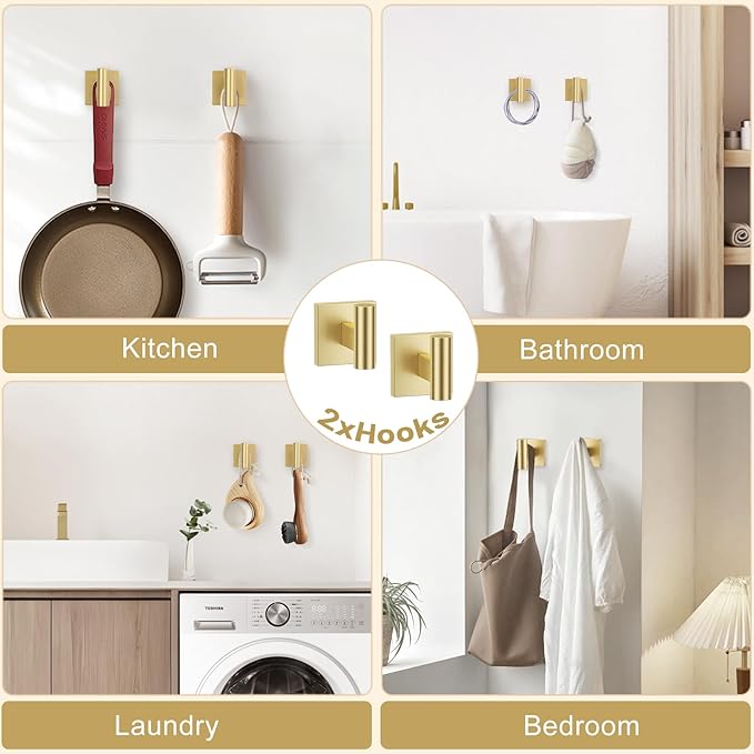 TURS 5-Pieces Brushed Gold Bathroom Hardware Set 23.6 Inch SUS304 Stainless Steel Towel Bar Set Wall Mounted Bathroom Accessories Set