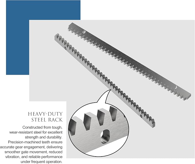 Blütezeit Galvanized Steel Gear Rack 8mm Thickness 1.64ft 2 Pieces Including Mounting Hardware Total 3.28 Feet Teeth Track for Sliding Gate Operator