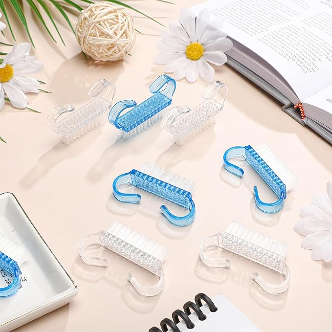 Bokon 400 Pcs Handle Grip Nail Brush Bulk Hand Fingernail Scrub Cleaning Brushes for Toes and Nails Cleaner, Pedicure Scrubbing Tool Kit for Men and Women(Blue and White)