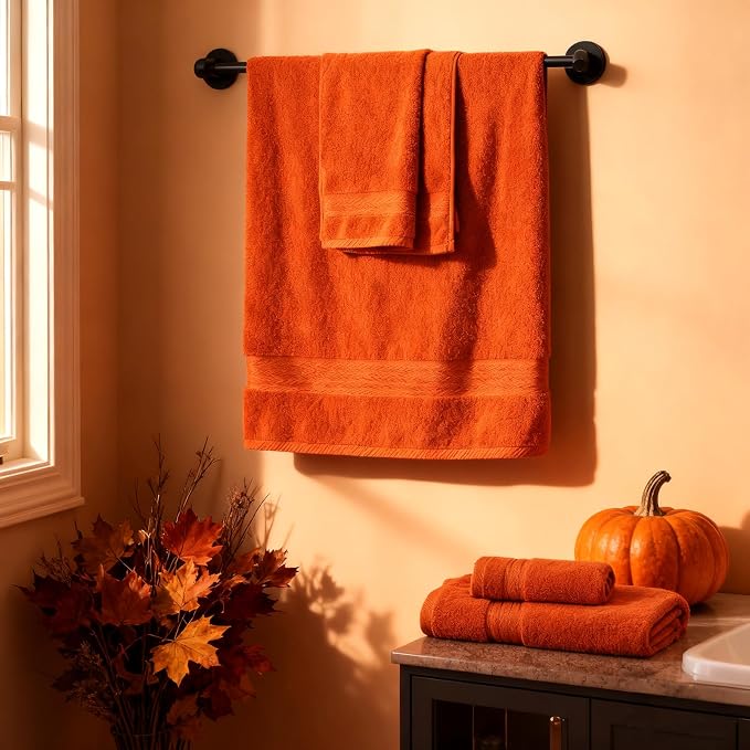 COZYART Luxury Bath Towel Set 6 Pcs, Burnt Orange 100% Turkish Cotton | OEKO-Tex 100 Certified Zero Twist Ring Spun, 650GSM, Soft Absorbent Quick Dry, Plush, Breathable Hotel Quality for Daily Use