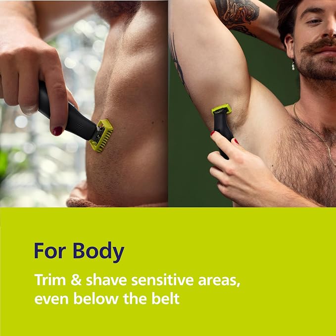 Philips Norelco OneBlade Pro 360 Face + Body Electric Shaver, Beard Trimmer and Groomer, with 360 Blade Technology, 14-Length Precision Comb, Body Kit, Soft Pouch, Model QP6542/70