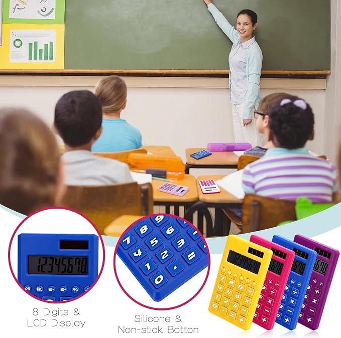Yunsailing 48 Pcs Pocket Calculators Bulk Mini 8 Digit Handheld Calculator Small Basic Standard Calculator for Students Kids Teachers School Desktop Home Office, 3 Designs (Fresh)