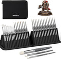 Nicpro Miniature Paint Brushes Dry Brush - 30 PCS Model Paint Brush Set with Nylon Case for Acrylic, Oil, Watercolor, Detail Paint Brush Drybrush for Model, Miniature Painting, Paint by Numbers, Craft