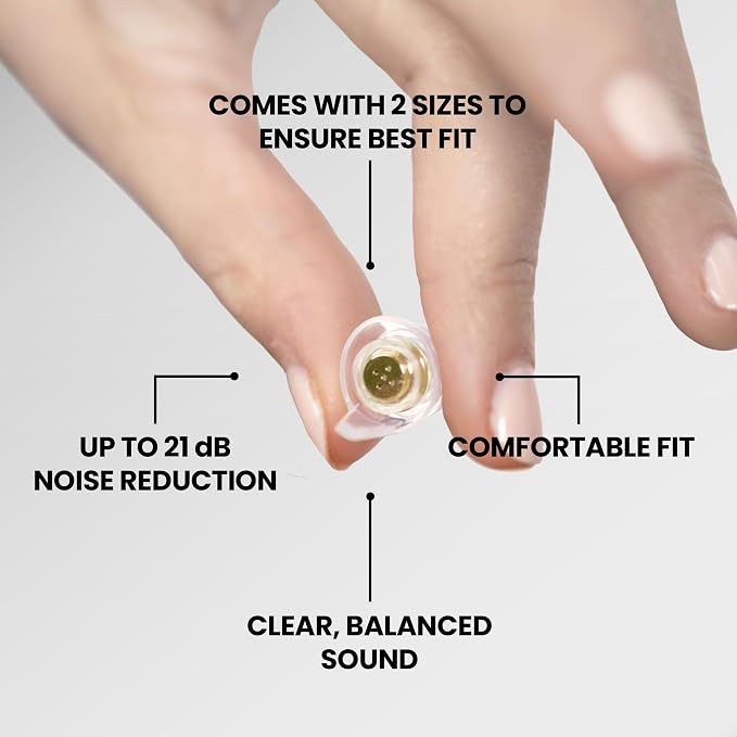 Eargasm Smaller Ears Gold Earplugs for Concerts, Festivals, Musicians, Night-Life, Motorcycle Hearing Protection - Reusable Ear Plugs for Small Ear Canals, High Fidelity Noise Reduction up to 21 dB