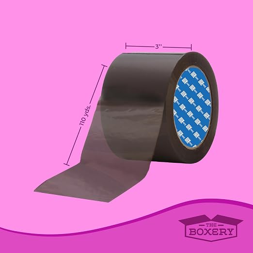 The Boxery 3" x 110 Yards Tan Packing Tape – 24 Roll Carton – Strong Industrial Grade Adhesive for Shipping, Moving & Packaging – Heavy Duty 2.2 Mil Box Sealing Tape