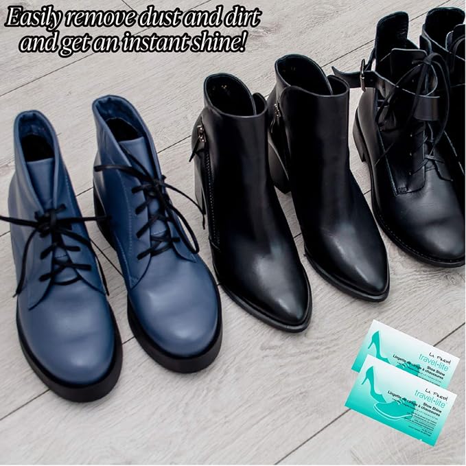 LA Fresh Travel Lite Pre-Moistened Shoe Shine Wipes Case of 200 Individually Wrapped Streak-Free Cleaning Wipes Perfect for Use On Leather and Convenient Size for On The Go