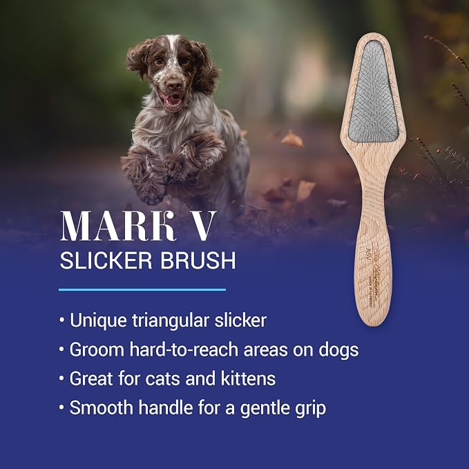 Chris Christensen Mark V Triangle Slicker Brush for Dogs, 12mm Pins, Groom Like a Pro, Handcrafted Lightweight Beechwood Ergonomic Handle, Stainless Steel Pins, A5V. Made in Germany.