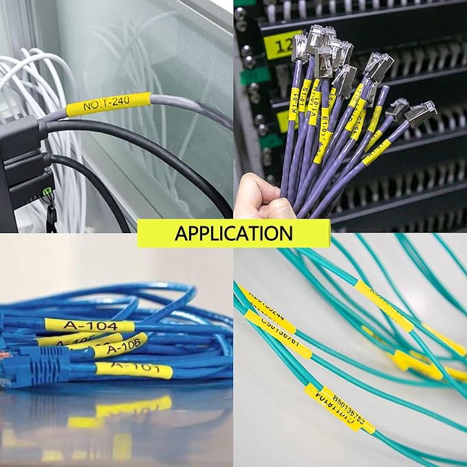 6 Pack Compatible for Brother P-touch HSe-641 HSe641 HS-641 HS641 AHS-641 17.7mm Yellow TZe Heat Shrink Tube Label Tape for PT-E500 PT-E550W PT-D600 PT-P710BT P750W D800W 3/4 inch x 4.9 feet