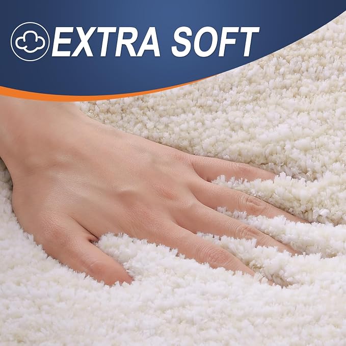 OLANLY Bathroom Runner Rugs Mat 44x24, Extra Soft Absorbent Microfiber Bath Rugs, Rubber Backing, Quick Dry, Washable Long Bath Mats for Bathroom, Tub and Shower, Home Decor Accessories, Light Beige