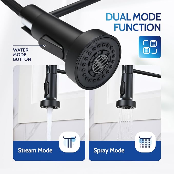 LUFEIDRA Touchless Kitchen Faucet with Pull Down Sprayer-Black Kitchen Faucet with Side Motion Sensor, Smart Hands-Free Spring Kitchen Sink Faucet for Modern Rv Outdoor Laundry Bar Sink, Matte Black