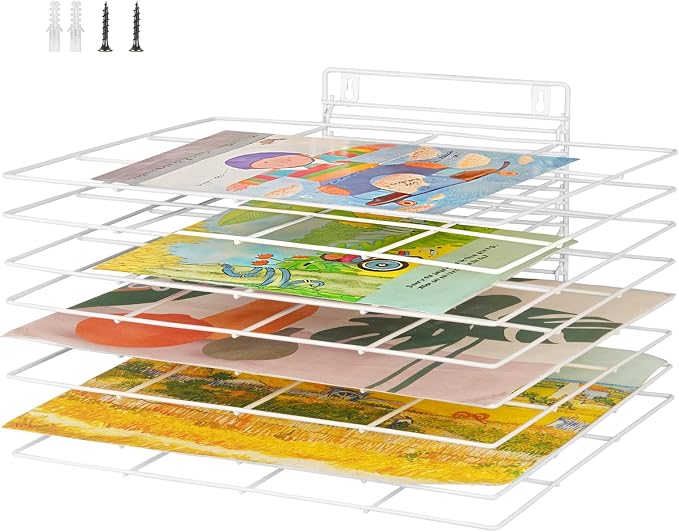 8 Shelves Art Drying Rack for Classroom, Paint Drying Rack, White | Drying Rack Classroom, Wall Art Storage Rack, Removable Shelves for Classrooms and Art Studios