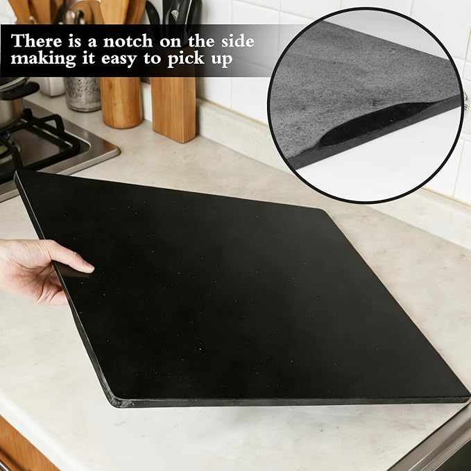 Granite Cutting Board for Kitchen 20×16 Inch black | Natural stone, 0.59" thick, non-slip feet, stay cool for dough/butter, ideal for pastry, cheese, charcuterie, pizza, bread